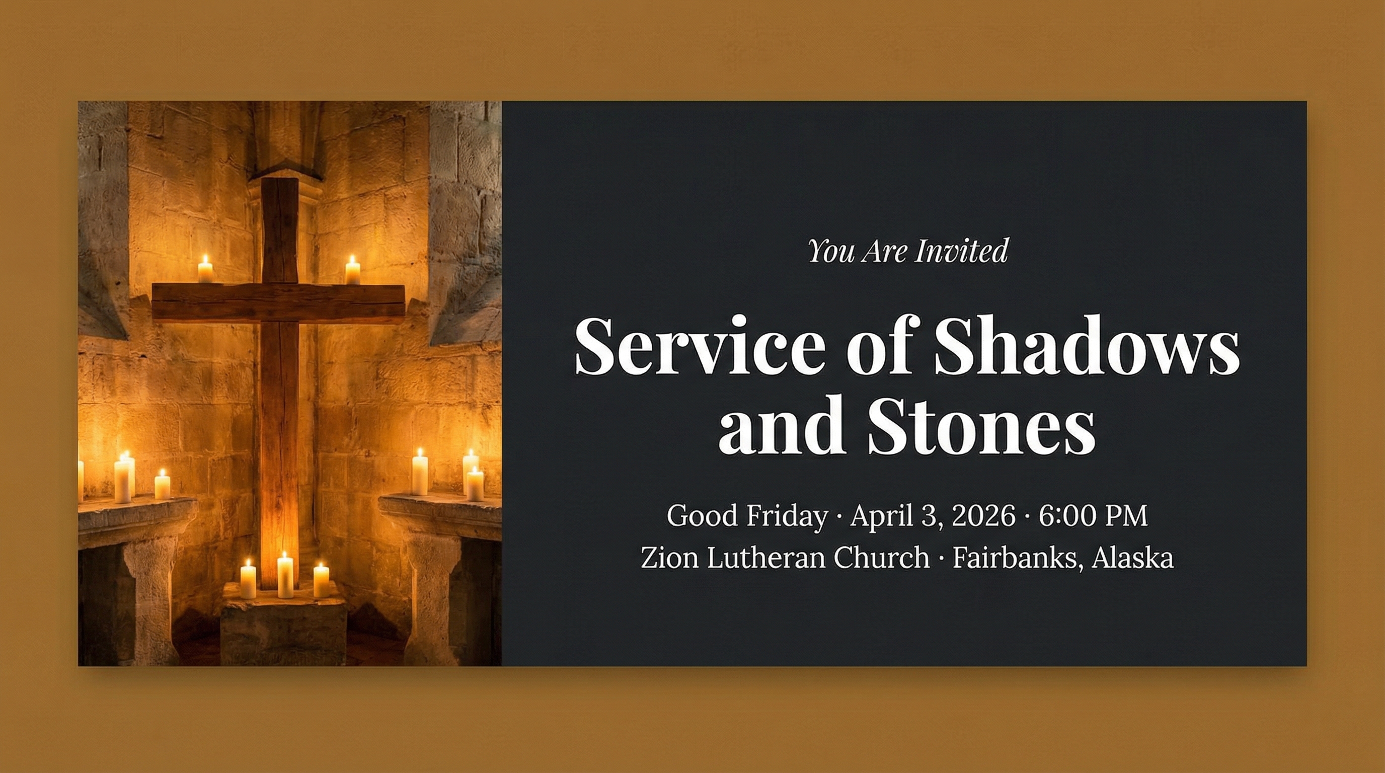 Email banner — Service of Shadows and Stones