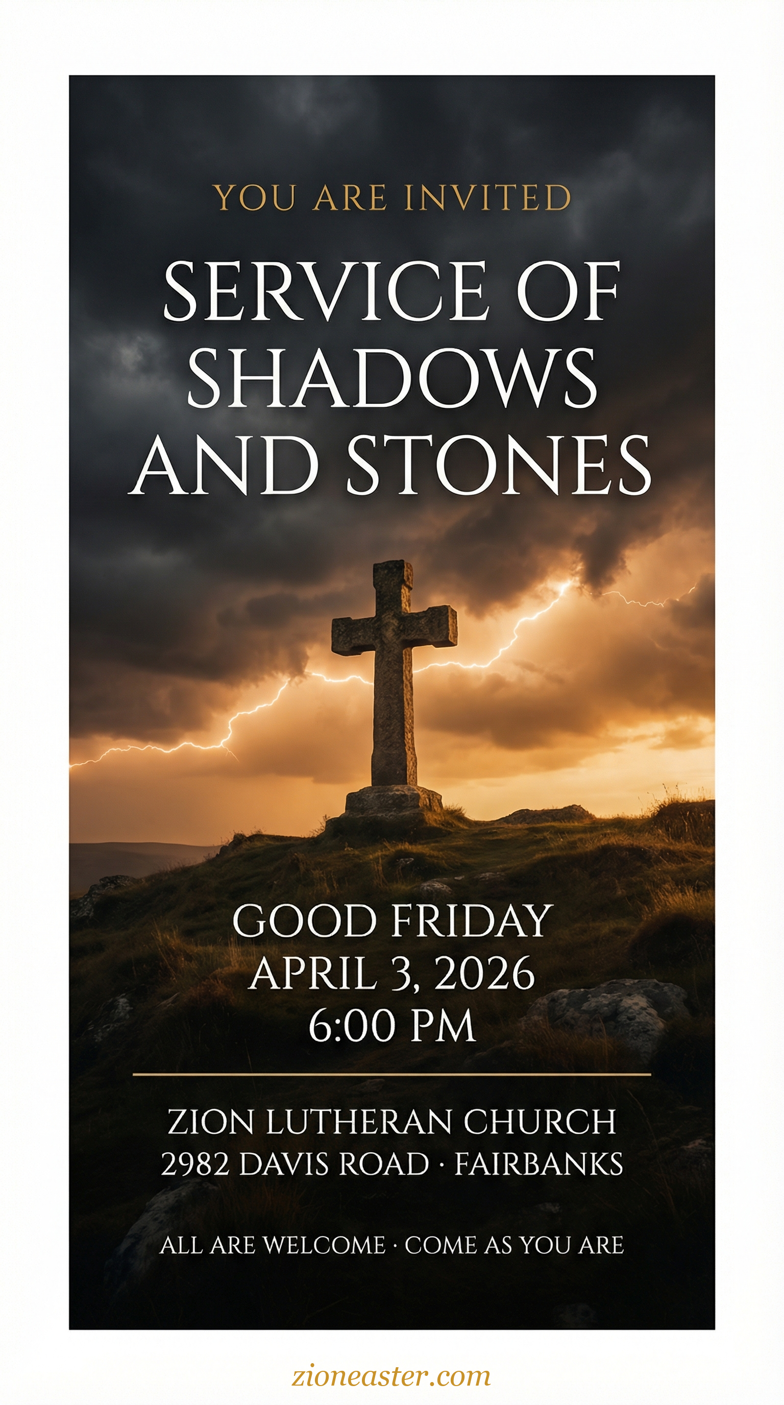 Vertical flyer — Service of Shadows and Stones